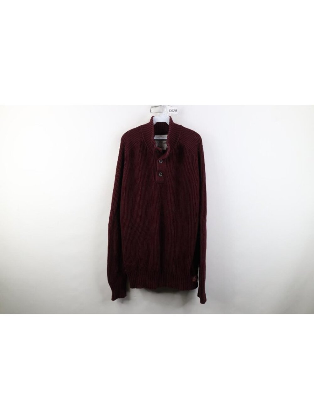Vtg American Eagle Outfitters Mens 2XL Chunky Knit Commando Henley Sweater Red